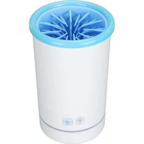 Nettoyeur de pattes pour chiens et chats, rechargeable par USB, automatique, à poils souples, portable, blanc et bleu, diamètre du trou en M : 3 cm / 1,2 po (1/5)