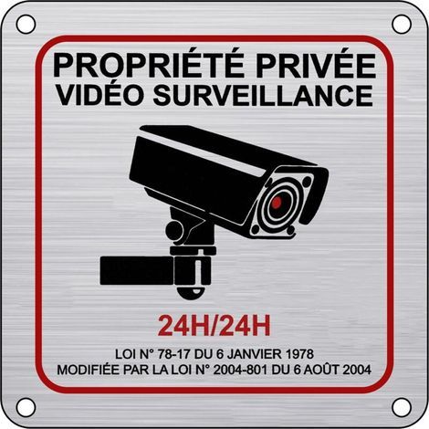 Panneau Camera Surveillance Aluminium, 15×15 cm Sécurité de La famille 24H Vidéo Panneau Camera Surveillance avec Autocollant et Tro (1/5)