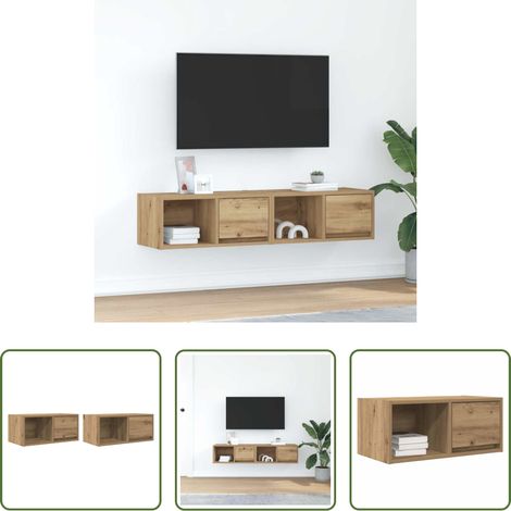 Armoire tv -  Meubles TV 2 pcs chêne artisanal 60x31x25,5cm bois d'ingénierie (1/5)