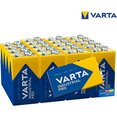 Confezione 20 batterie 9v - 6lr61 varta industrial pro 26,5x17,5x48,5mm