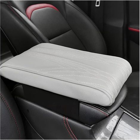 Coussin en Cuir de Console Centrale Universelle, Housse pour Console Centrale pour Accoudoir, Coussin Pour Accoudoir De Voiture Universel, Accessoires Voiture pour SUV, Camion(Gris) (1/5)