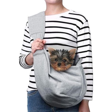 Pettorina per cani di piccola taglia – tasche con cerniera e spallacci regolabili – adatta ad animali da 1,5 a 4,5 kg (grigia)