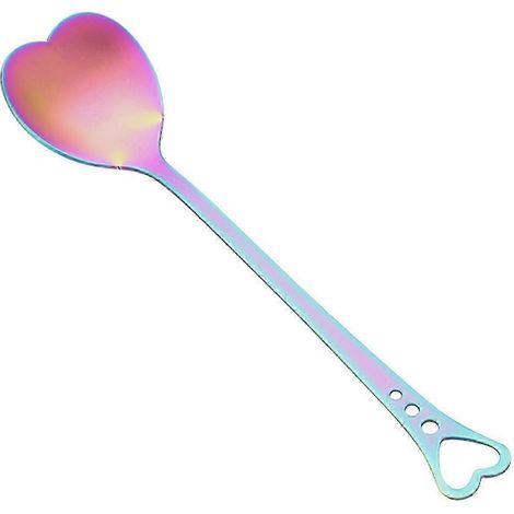 Cuillère à café en forme de cœur, dégradé arc-en-ciel, cuillère à thé/café, cadeau de mariage LRINeon (1/5)