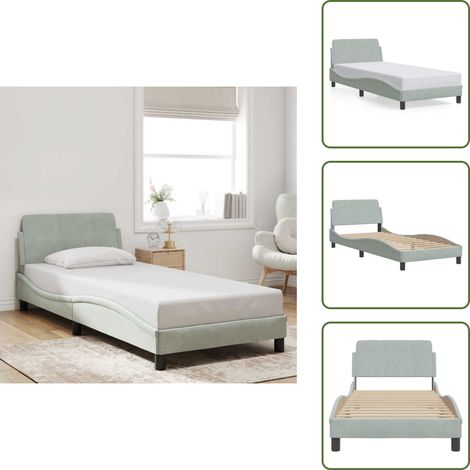 Cabecero de cama - vidaXL Estructura de cama Dover terciopelo gris claro 80x200 cm - Apoyo para la espalda