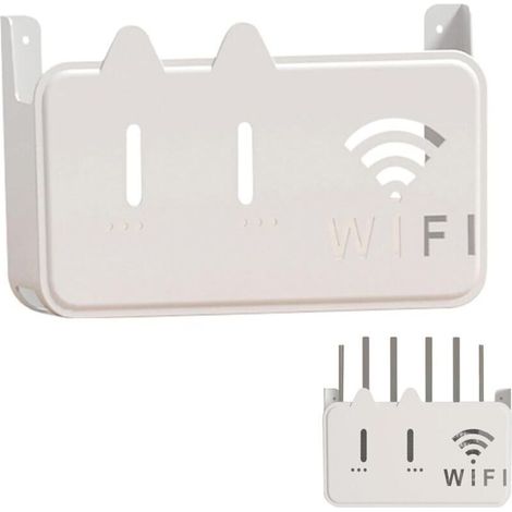 Cache Box, Support Box Internet, Boîte de Rangement pour Routeur WiFi, Support Mural, Etagère de Rangement Murale pour salon, TV, étagère pour décoration d'intérieur,Blanc