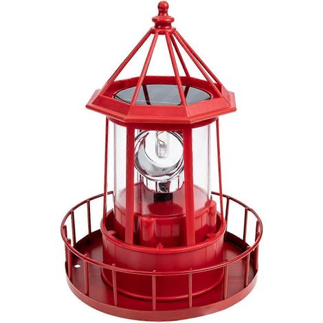 Phare solaire rotatif en fer, ornement en forme de phare, décoration de jardin, lampe paysagère B (1/5)
