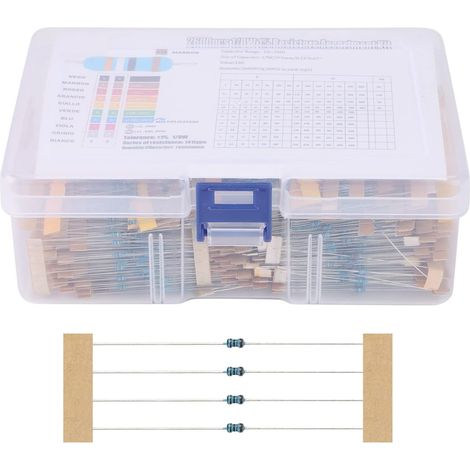 2600 Pieces 130 Values 1/8 W 0.125 W 1% Metal Film Resistors Assorted Pack Set Resistors Assortment Sets Fixed Capacitors (1/5)