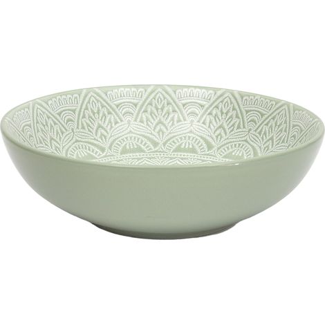 Assiette Creuse en Céramique Design Moderne Sauce Vert (1/4)