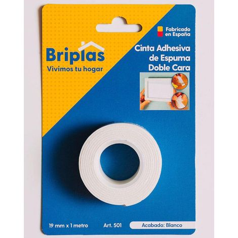 Cinta adhesiva doble cara espuma 19 mm x 1 m blanca (1/2)