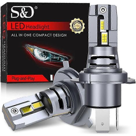 Ampoules de phares LED Canbus H4 40 000 lumens 9003 HB2, feux de route et de croisement 120 W, 24 diodes LED turbine CSP 3570, 12 V 6500 K. (1/5)