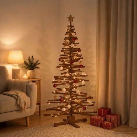 vidaXL Árbol de Navidad de madera KOTKA 180 cm Madera de Pino Maciza (1/5)