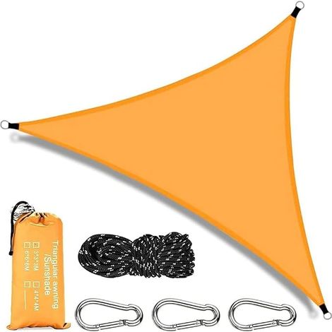 Voile d'ombrage Triangulaire 3x3x3m Cordon Inclus, Orange Imperméable Toile Ombrage 95% UV Protection Voile Ombrage Triangulaire pour en Plein air, Jardin, Terrasse, Balcon, Extérieur (1/5)