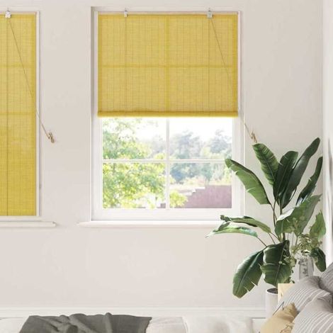 42006870 Store enrouleur avec des rideaux Jaune 110 x 160 cm Bambou (1/5)