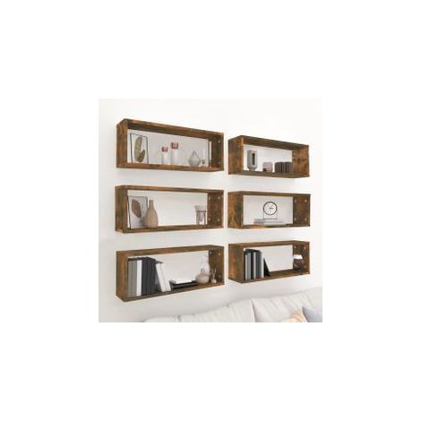 Étagères murales cube 6 pcs Chêne fumé 60x15x23 Bois (1/5)