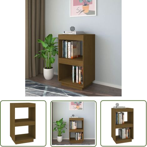 The Living Store Bibliothèque Marron miel 40x35x71 cm Bois de pin massif - Bibliothèque - Meuble Rangement - Bibliothèque Bois - Étagère - Mobilier Intérieur (1/5)