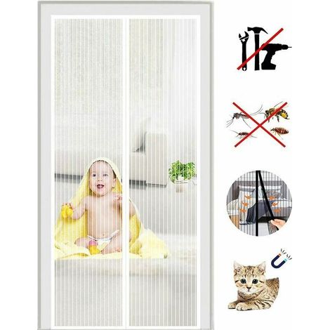 Magnetic mosquito net door 120x220 cm – Easy installation with adhesive strip – Ultra-fine insect-proof mesh – Tear-resistant (1/5)