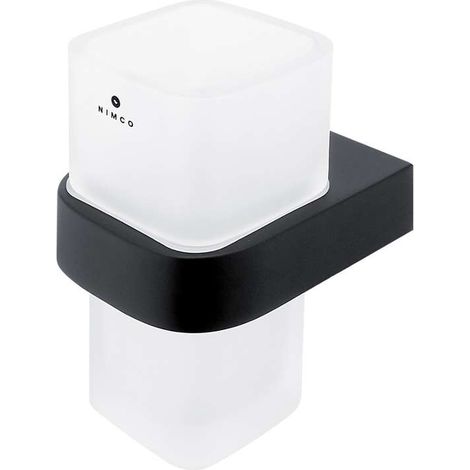 Nimco Nikau - Soporte para cepillo y pasta de dientes, vidrio /negro mate NKC 30058H-90 (1/2)