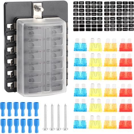 Boîte à fusibles 12 voies avec voyant LED, porte-fusibles à lame pour voiture, camion, bus, bateau et yacht (1/5)
