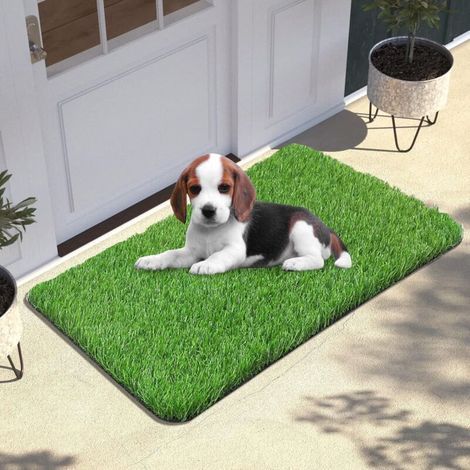 Gazon artificiel de 46 x 77cm avec drainage, tapis de gazon synthétique réaliste de pour intérieur et extérieur, jardin, balcon, terrasse, tapis de gazon synthétique pour chiens (1/5)