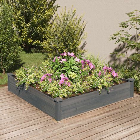 Lit surélevé de jardin,Jardinière,Pot de Fleurs doublure 120x120x25 cm bois massif sapin XZZZ772594 (1/5)