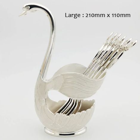 (Blanc, 6 cuillères) Porte-couverts en forme de cygne, rangement luxueux pour les couverts, décoration de cuisine élégante.