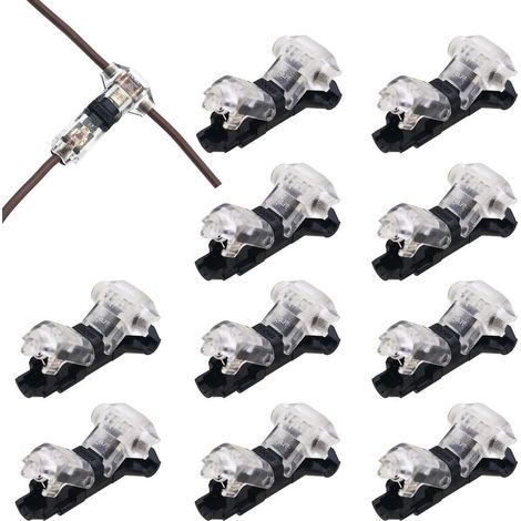 10 pièces Connecteur en T 1 broches pour fil electrique 20/22 AWG Voiture Étanche Connecteur Électrique - sans soudure en fils câble Voiture LED éclairage connecteur etanche Cosses et kits (1/5)