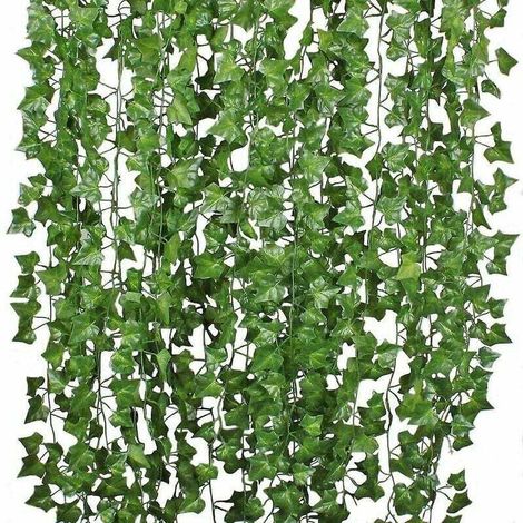 12 feuilles de lierre artificielles 2,2 mètres plante vigne suspendue faux bougainvillier mariage mur vert (1/4)