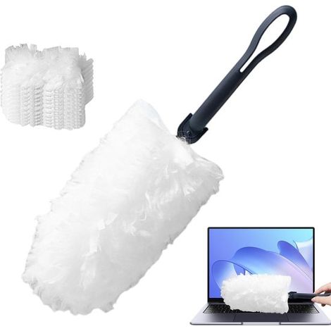 Plumeau avec 1 manche et 10 recharges en microfibre, dépoussiéreur pour meubles, fenêtres, portes, tapis et voiture (1/5)