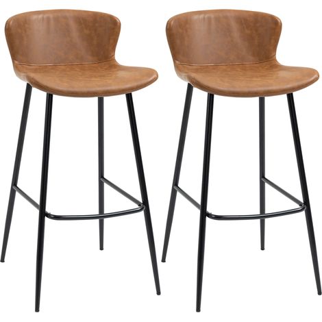 Lot de 2 tabourets de bar HARRY marron et noir (1/5)
