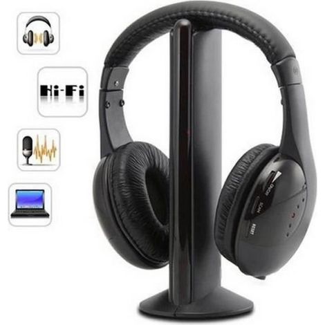 Casque Sans Fil TV Audio 5 En 1 Hi-Fi Avec Radio FM Pour PC Ordinateur Télévision Confort Optimal Et Connexion Stable Bluetooth