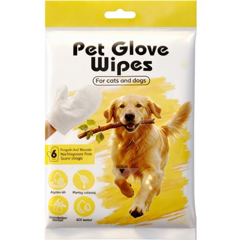 Gants jetables pour animaux, idéaux pour le bain quotidien des chats et des chiens. Sans rinçage, pour un entretien propre et pratique. Lot de 6. (1/5)