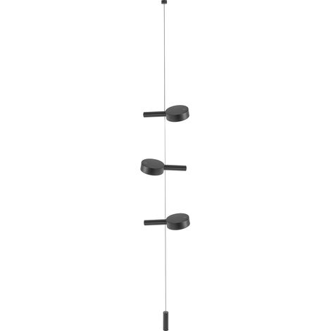 Zafferano SUPER O Lampada a led sospesa Nera ricaricabile e dimmerabile - 3 Modulo Luce (1/5)