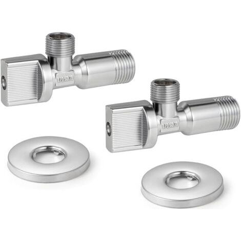 Pair 2 Pièces Vanne d'angle WC Quart de Tour Entrée 1/2\" x Sortie 3/8\" Chrome (1/5)
