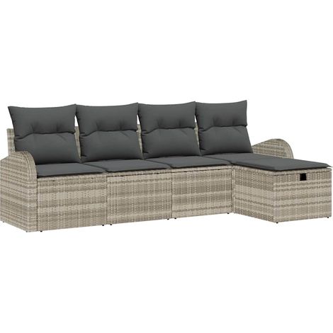 Maison Exclusive - Conjunto de sofá de jardín 5 uds. Gris Claro r (1/5)