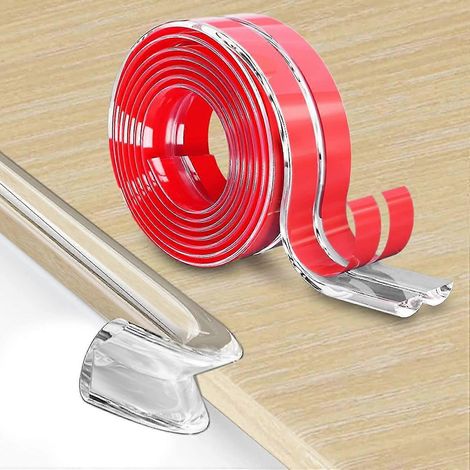 Protection d'angle de table en silicone transparent pré-adhésif de 3 m pour meubles de bébé, protection des bords et des angles de placards pour la sécurité de bébé à la maison (1/5)