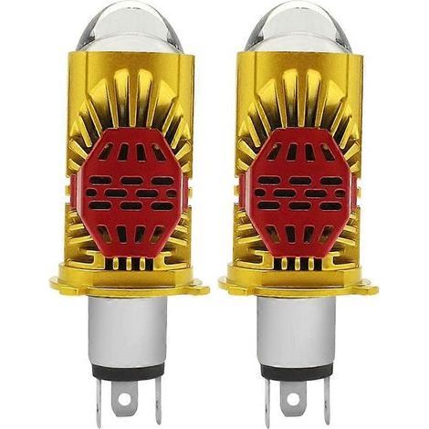 Deux phares LED H4 pour voitures, doubles lentilles enfichables, compatibles avec les voitures et les motos, intégrant les fonctions feux de route et feux de croisement. (1/5)