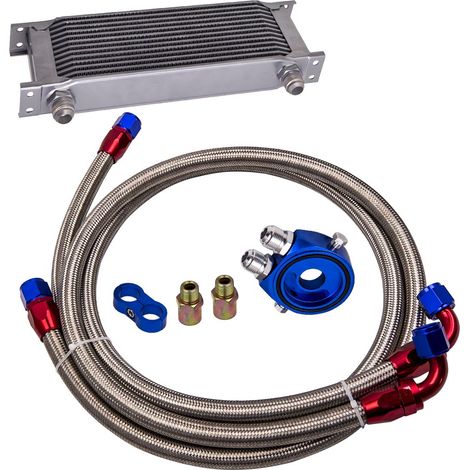 BFO – Refroidisseur d'huile 13 rangées pour moteur – Adaptateur de filtre M20 – Installation professionnelle recommandée – Aluminium T-6061 argenté