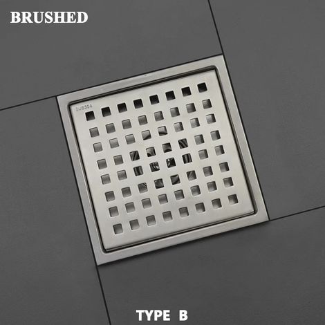 (Brushed B)High Quality Brushed Gold Tile Invisible Embedded Grid Bathroom Shower Insect-Proof And Odor-Proof 15cm15cm Square Floor Drain (1/4)