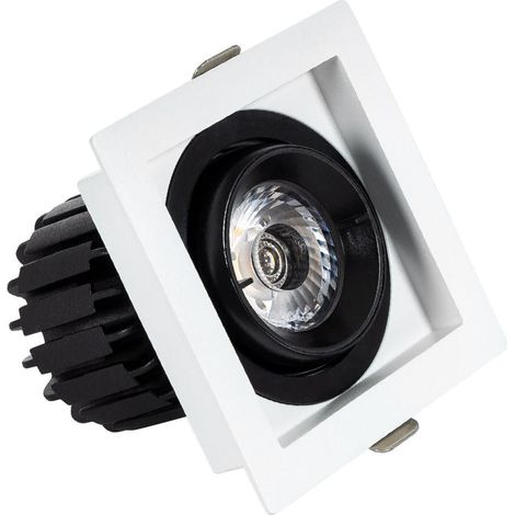 Faretto Downlight LED 7W COB Orientabile 360º Quadrato Foro 82x82mm CRI90 Expert Color No Flicker  No Flicker 6000K Bianco Freddo