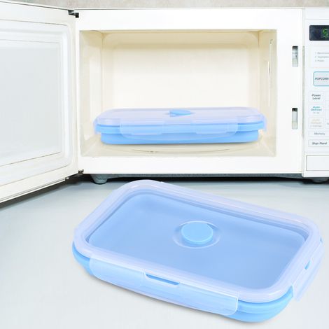 800 ml faltbare Silikon-Lunchbox-Schüssel, tragbar, blau (1/5)
