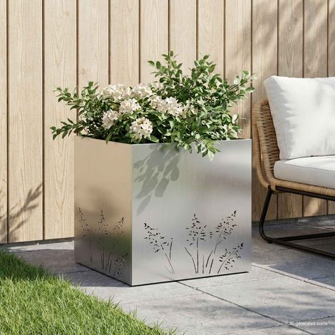 vidaXL Macetero de Jardín Plateado 50 x 50 x 49 cm Acero Galvanizado (1/5)