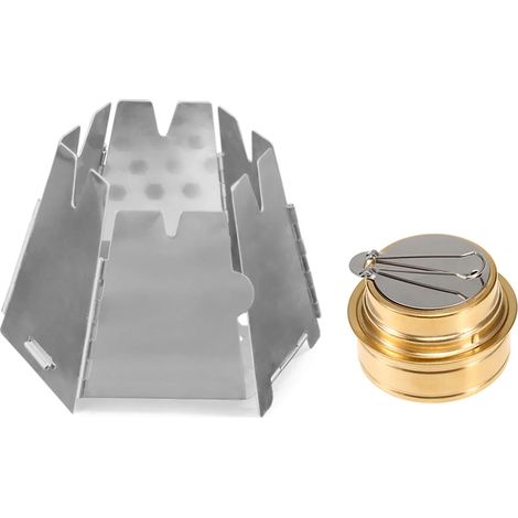 Réchaud à bois pliable en acier inoxydable, hexagonal, idéal pour le camping, les pique-niques et la randonnée. Réchaud de cuisine portable. (1/5)