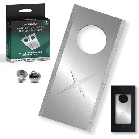 9 Lames de rechange, Acier inoxydable, 39x18mm, Vis incluses, Pour robot tondeuse Honda Miimo (1/5)