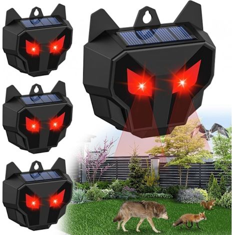 4 répulsifs solaires pour animaux, effaroucheur de cerfs à lumière rouge, étanches, utilisables la nuit, adaptés aux prédateurs, poulaillers, chats, mouffettes, loups, cerfs (1 pièce).-AquaForge