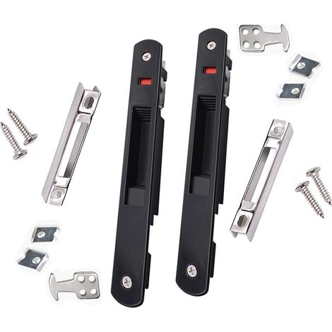 Loquet de fenêtre coulissante réglable en alliage de zinc, longueur 199 mm, noir, 2 pièces (1/5)
