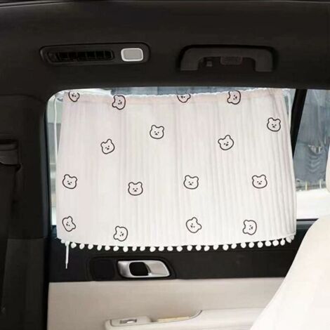 Pare-soleil pour fenêtre de voiture, rideaux d'intimité, joli pare-soleil pour fenêtre arrière de voiture avec pompon pour bébé et enfant, pare-soleil intérieur de voiture (1/4)
