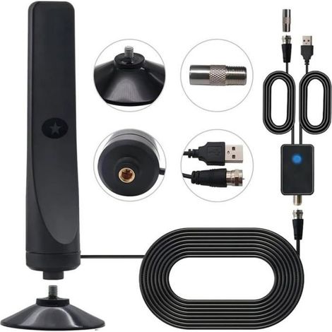 Antenne Tv Intérieure - Full Hd 4k - Compatible Tnt - Amplifiée - Pour Intérieur Et Extérieur - 1 Pièce (1/5)