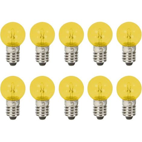 10 bombillas amarillas E10 de 6V 6W, base de rosca de 10 mm, incandescentes universales, para el hogar, bricolaje, ciclomotor, scooter, motocicleta, bicicleta. (1/2)