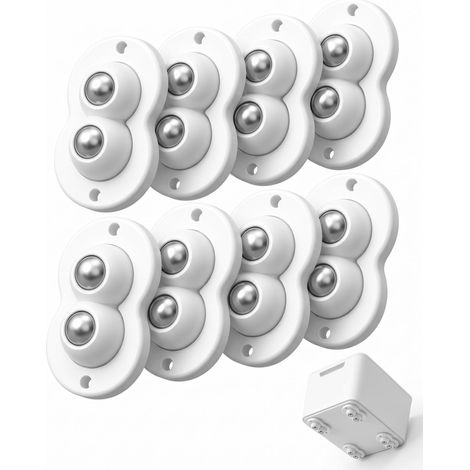 8 Roulettes Pour Meubles Autocollantes Blanches Mini Roulettes Pivotantes 360° Fixation Sans Perçage & Support Lourd Protection Anti-Rayures Parquet (1/5)