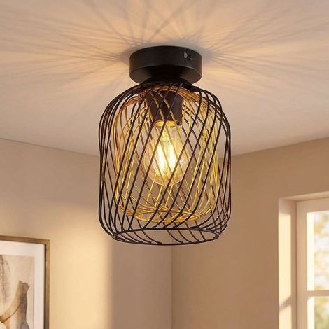LED Deckenlampe Deckenleuchte Wohnzimmerlampe E27 Schwarz Gold Metall H 24,5 cm (1/5)